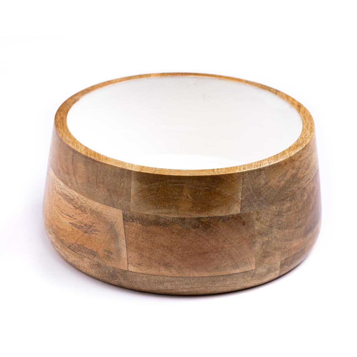 Wooden White Serving Bowl