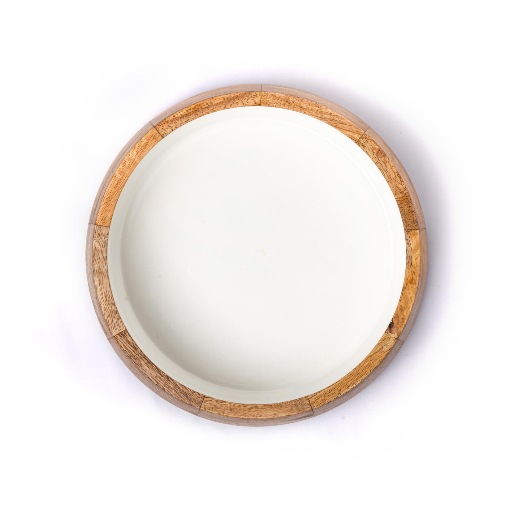 Wooden White Serving Bowl