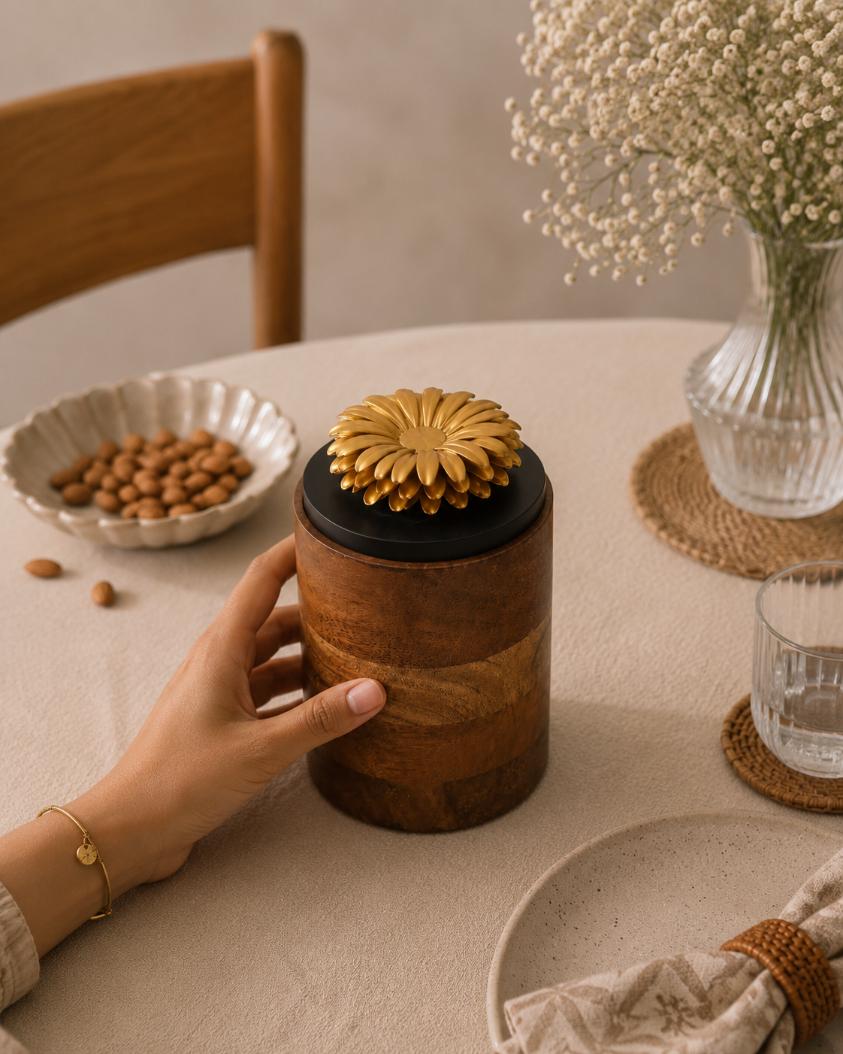 Wooden Canister - Floral