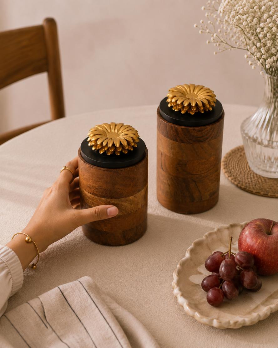 Wooden Canister - Floral