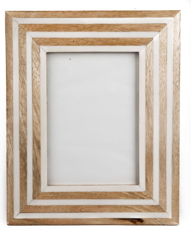 Photo Frame Wood and White Resin