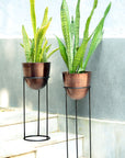 Planter Copper Antique with Black Stand