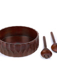 Salad Bowl + Server Set Wooden Honeycomb