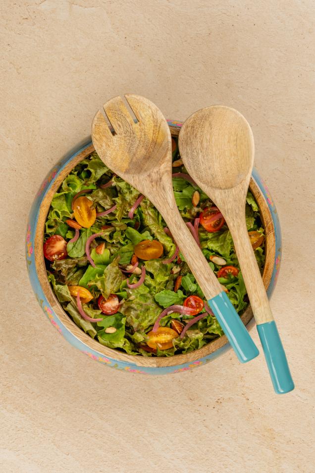 Wooden Salad Bowl + Server Set