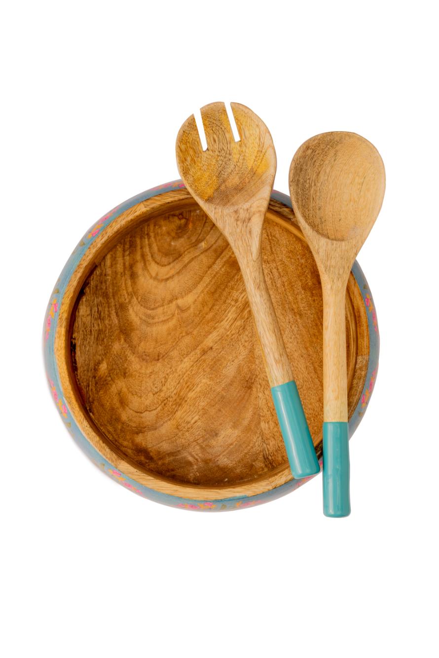 Wooden Salad Bowl + Server Set