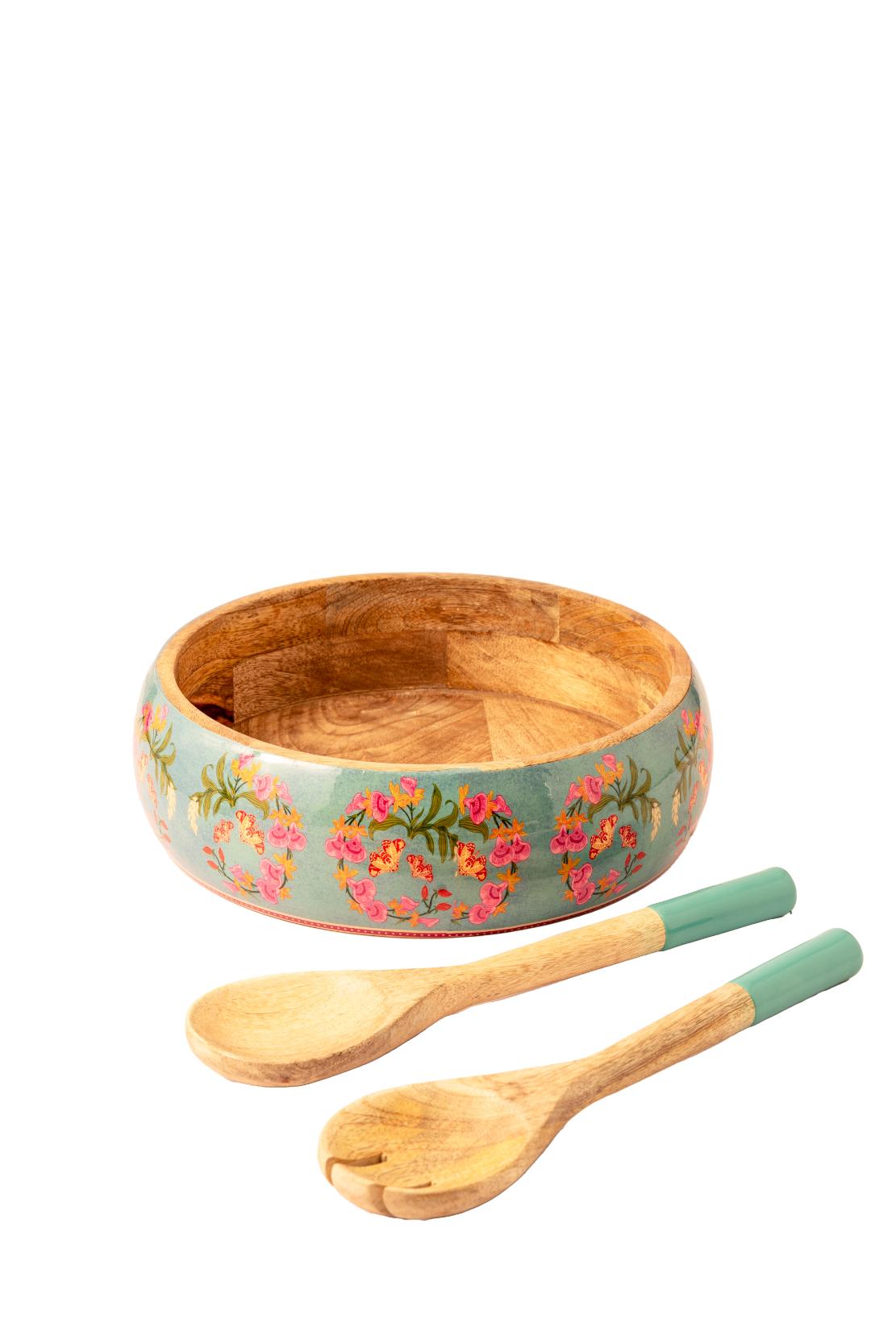 Wooden Salad Bowl + Server Set