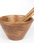 Salad Bowl Tall Natural + Server Set Gold Top