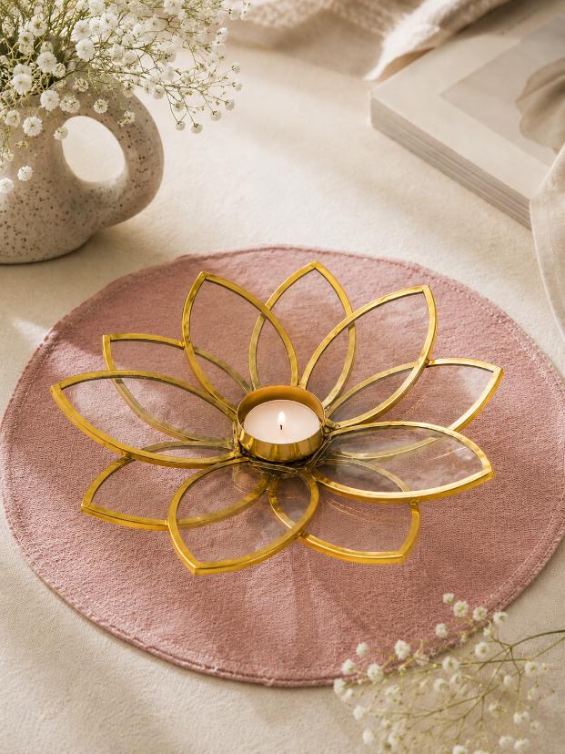 T-Light Holder Metal Floral Diya