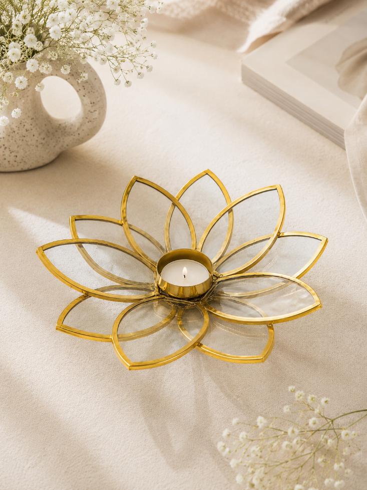 T-Light Holder Metal Floral Diya