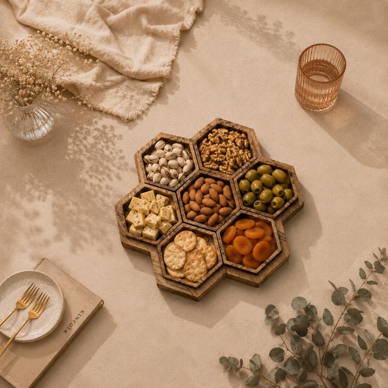 Tray Wooden - Honeycomb
