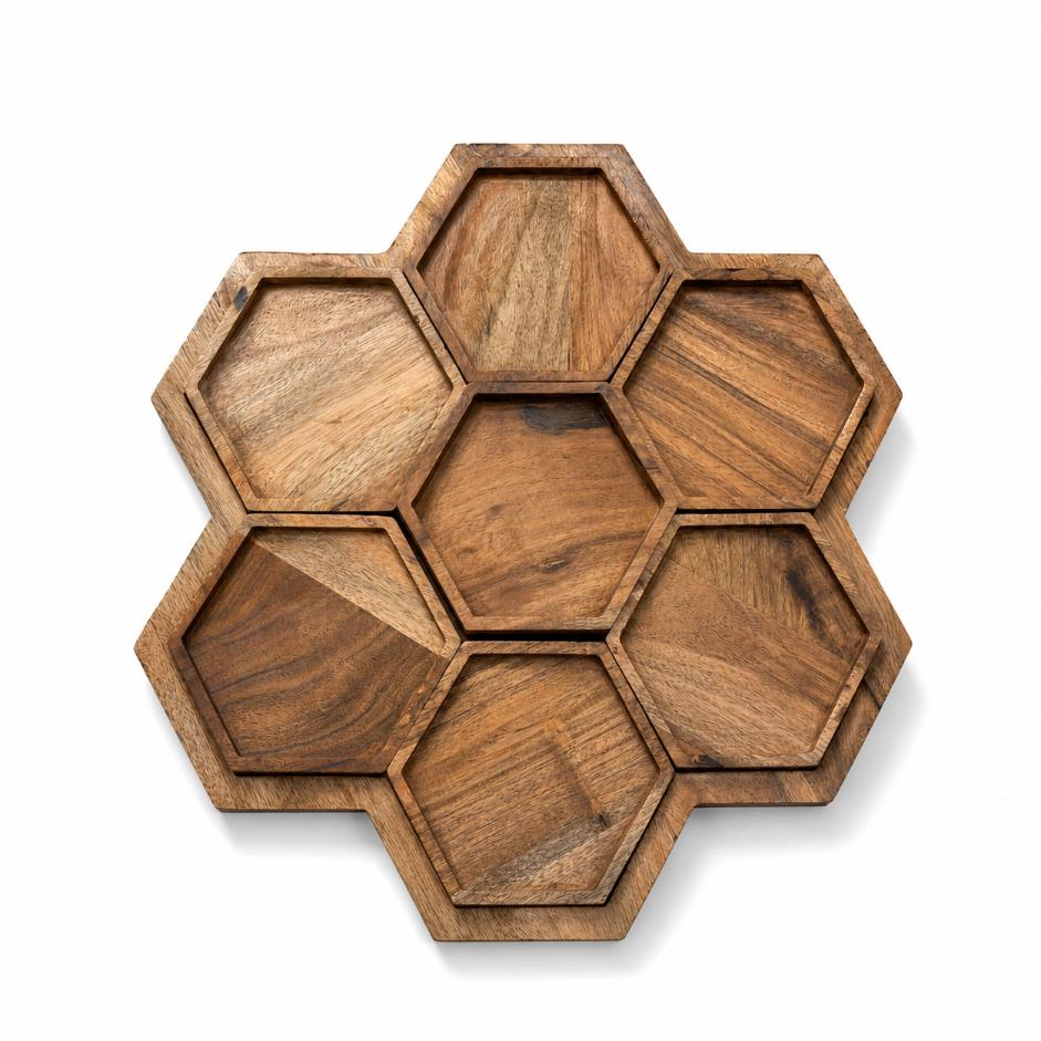 Tray Wooden - Honeycomb