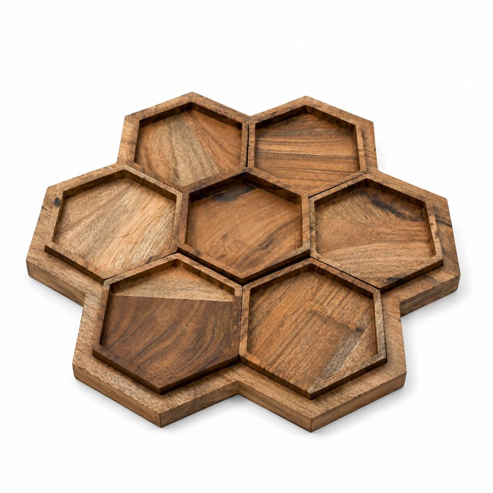 Tray Wooden - Honeycomb