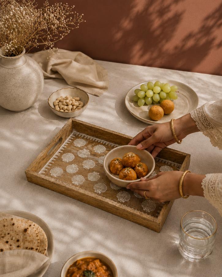 Tray Wooden - Coastal Seashell