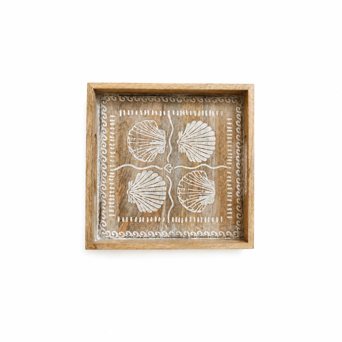 Tray Wooden - Coastal Seashell