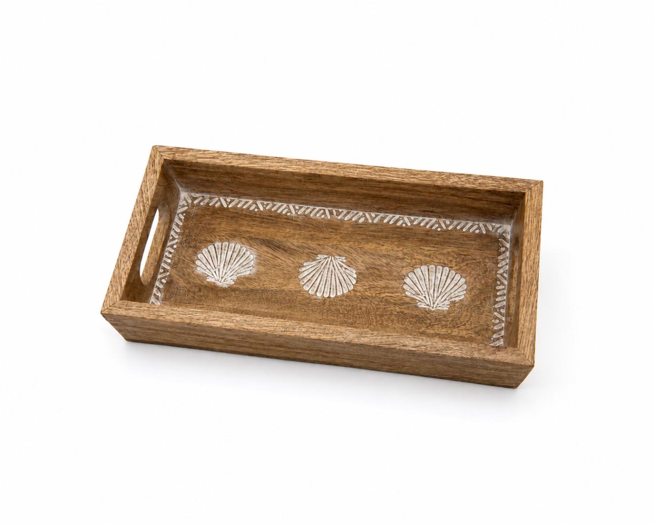 Tray Wooden - Coastal Seashell