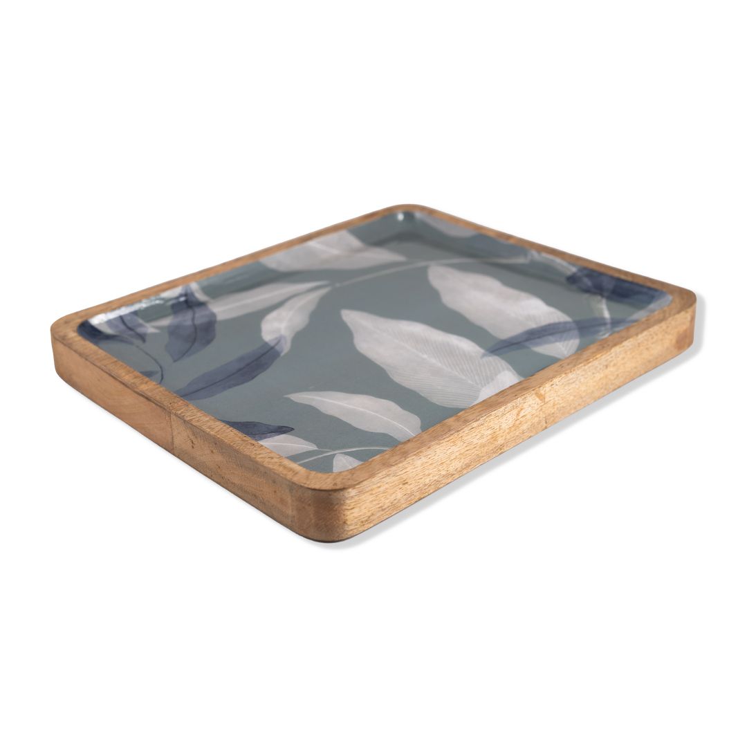 Wooden Platter Leaf Print