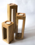 Wooden Tea Light Stand - Hollow - Set of 3