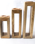 Wooden Tea Light Stand - Hollow - Set of 3