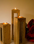 Wooden Tea Light Stand - Hollow - Set of 3