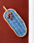 Blue Leaf Wooden Serving Platter